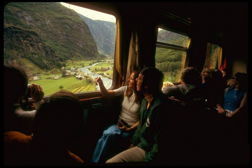 Traveling on a train across Europe, with a Eurail Pass, in the 1970s