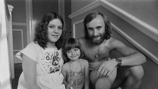 Phil Collins, with his first wife Andrea Bertorelli and their daughter Joely.