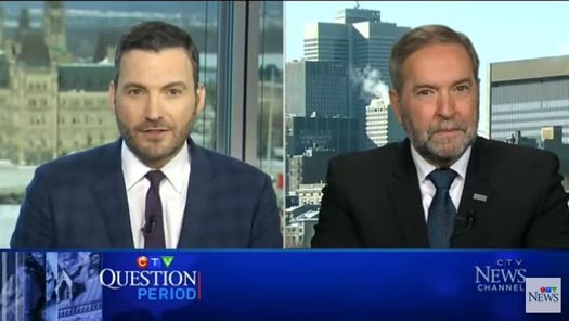 Former NDP leader Tom Mulcair with CTV News Question Period host Evan Solomon