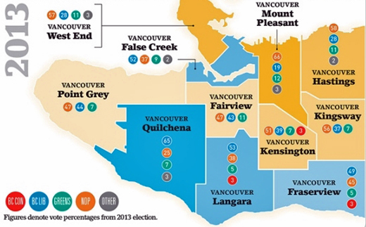 2013 British Columbia Provincial Election Vancouver Voter Map