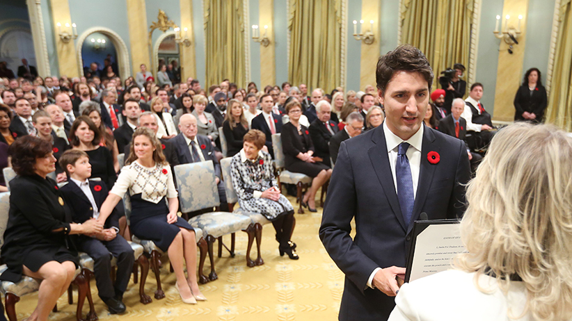 2015 Justin Trudeau being sworn in at his Inaugural