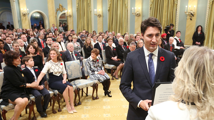 2015 Justin Trudeau being sworn in at his Inaugural