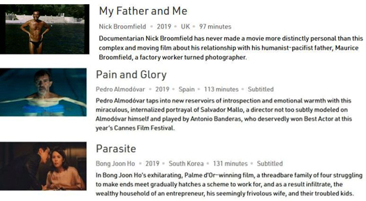 My Father and Me, Pain and Glory and Parasite screen simultaneously at NYFF57 and VIFF 2019