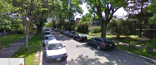In Vancouver, West 7th Avenue, just west of Macdonald Street, east of General Gordon school