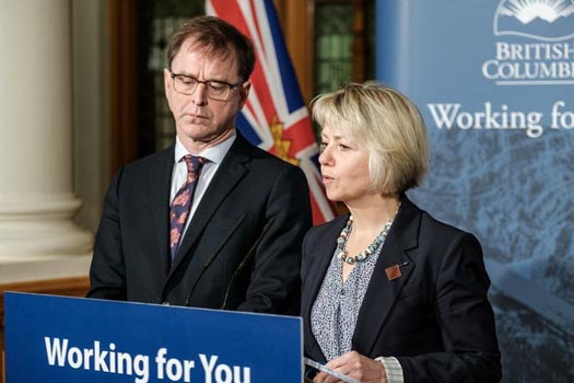 British Columbia Health Minister Adrian Dix, and B.C.'s Public Health Officer, Dr. Bonnie Henry