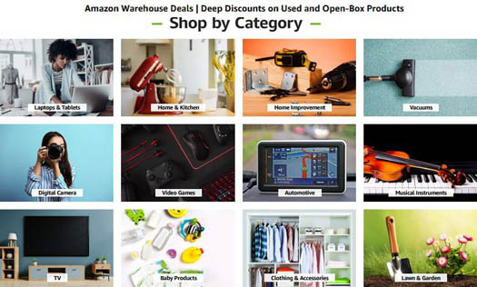 Amazon Warehouse categories