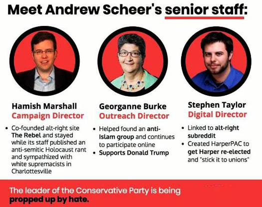 Conservative Party of Canada Andrew Scheer's far right-of-centre, extremist senior staff