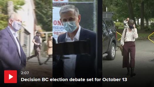 The 2020 British Columbia televised election debate is set for Tuesday, October 13th