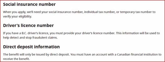 BC Recovery Benefit eligibility, the application process