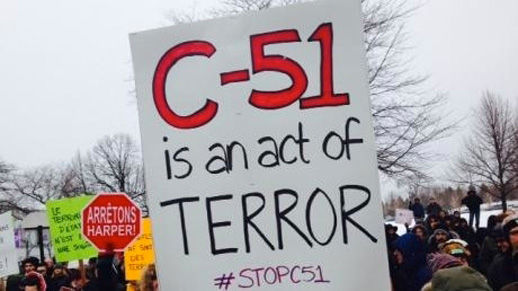 Canadians protest Bill C-51, the "Anti-Terrorism Act"