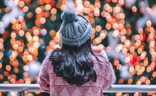 A woman alone, reflecting, on Christmas Day.