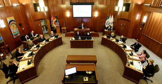 Newly-elected Vancouver Mayor and City Councillors in chambers, November 2018
