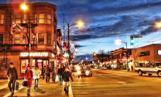 Commercial Drive at 1st Avenue, in Vancouver's Grandview-Woodland neighbourhood