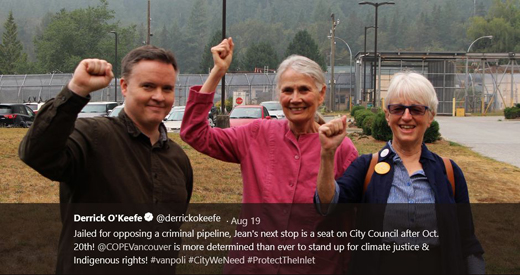 Derrick O'Keefe, Jean Swanson and Anne Roberts, 2018 COPE candidates for Vancouver City Council