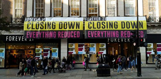 Forever 21 fashion retailer closes its doors