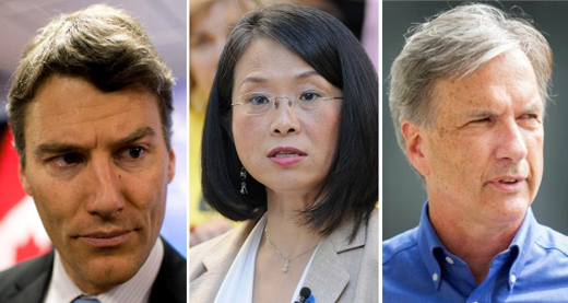 Gregor Robertson, Meena Wong, Kirk LaPointe, candidates for Mayor of Vancouver