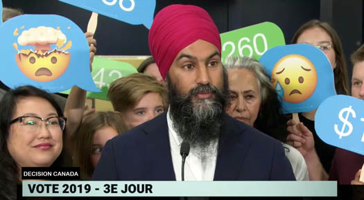 NDP leader at a press conference during the course of the 2019 Canadian federal election