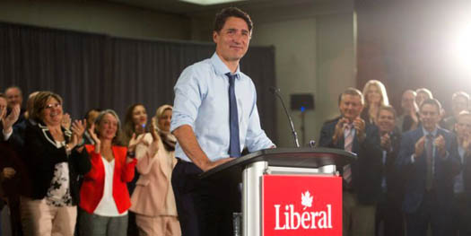 Justin Trudeau speaking to a crowd in Fredericton New Brunswick during Election 2019