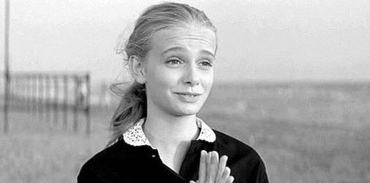 Paola (Valeria Ciangottini) in the final scene of Federico Fellini's classic, 1960's La Dolce Vita