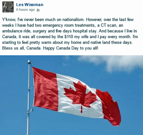 Les Wiseman wishes us all a Happy Canada Day!