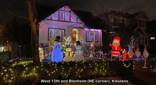 Guide to Holiday Lights Display 2020 | West 12th Avenue and Blenheim NE corner | Vancouver