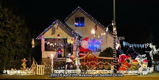Guide to Holiday Lights Display 2020 | 2002 East 12th Avenue, at Semlin Drive | Vancouver