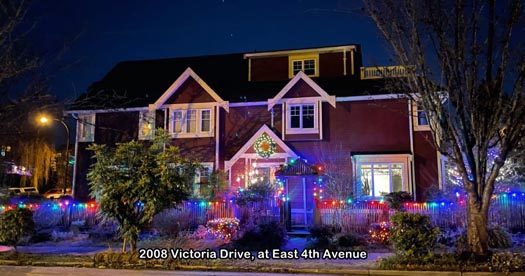 Guide to Holiday Lights Display 2020 | 2008 Victoria Drive, at East 4th Avenue | Vancouver