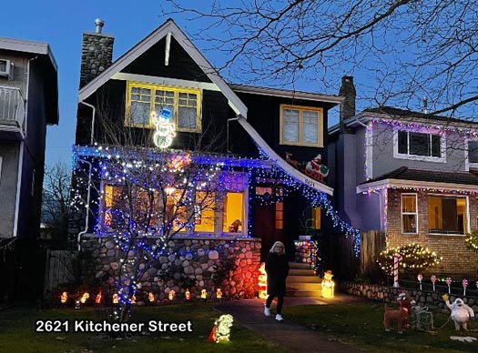 Guide to Holiday Lights Display 2020 | 2621 Kitchener Street | Vancouver