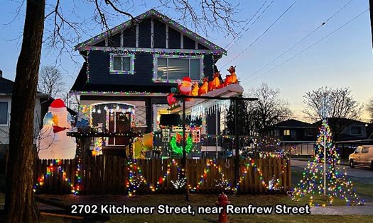 Guide to Holiday Lights Display 2020 | 2702 Kitchener Street, at Slocan Street | Vancouver