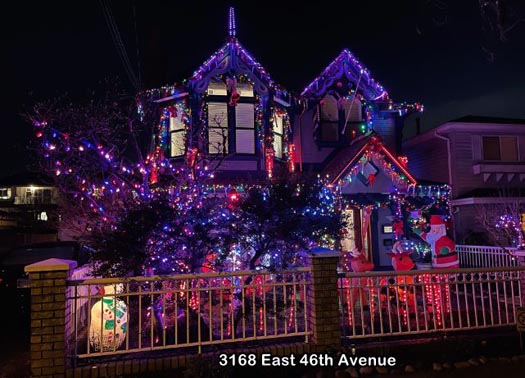 Guide to Holiday Lights Display 2020 | 3168 East 46th Avenue, Killarney neighbourhood | Vancouver