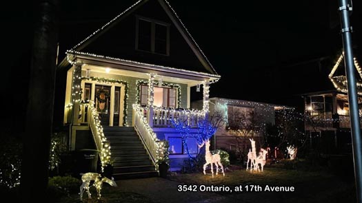 Guide to Holiday Lights Display 2020 | 3542 Ontario Street at East 17th Avenue | Vancouver