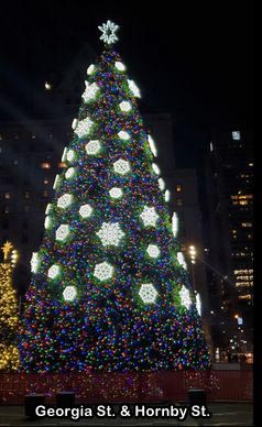 Christmas tree on the north side of the Vancouver Art Gallery, at Hornby and Georgia