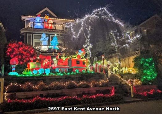 Guide to Holiday Lights Display 2020 | 2597 East Kent Avenue North | Vancouver