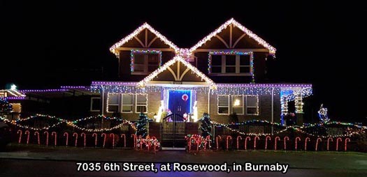 Guide to Holiday Lights Display 2020 | 7035 6th Street, at Rosewood | Burnaby