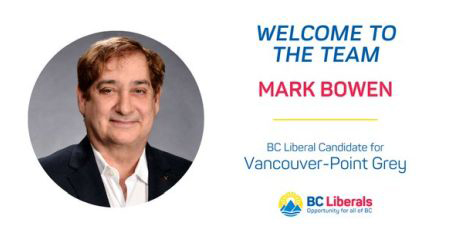 Mark Bowen, the B.C. Liberal candidate in Vancouver Point Grey