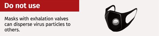The valve mask is not recommended as a mask to protect you and others from COVID-19