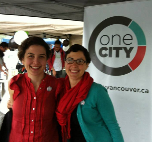 Mia Edbrooke and Kyla Epstein of One City Vancouver, two of the seven women who released the statement 'Meeting Courage with Courage: Valuing Women's Lives in Politics'