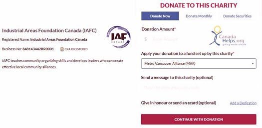 Give to the Metro Vancouver Alliance through Canada Helps. Click On This Graphic to Access the Canada Helps MVA website.