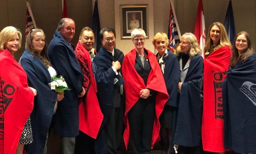 Newly-elected Vancouver School Board trustees take office at an inauguration ceremony
