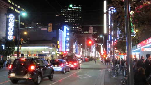 Granville Street at night, 30th annual Vancouver International Film Festival