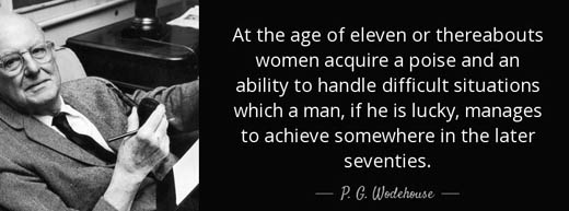 PG Wodehouse on men's slow development, when compared to that of girls and women