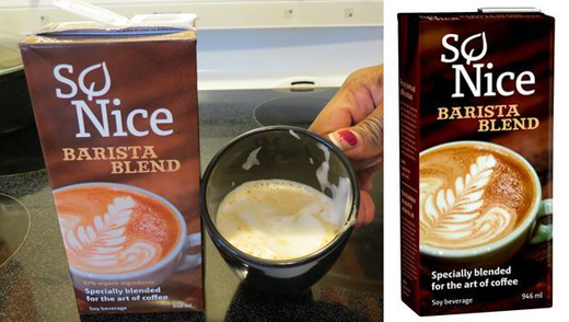 So Nice Barista Blend, an organic soy milk product that proves to be a perfect milk alternative for frothing for your morning coffee