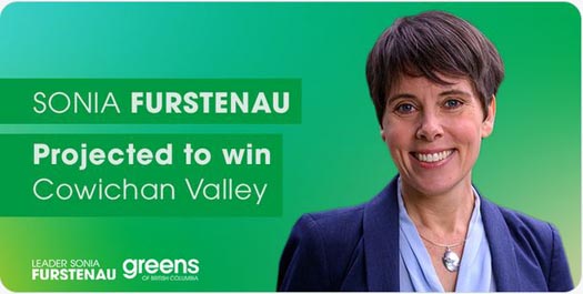 Sonia Furstenau, B.C. Green Party leader, wins re-election in her Vancouver Island Cowichan seat