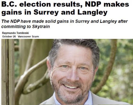 BC NDP win seats in Surrey and Langley, including Mike Starchuk in Surrey-Cloverdale
