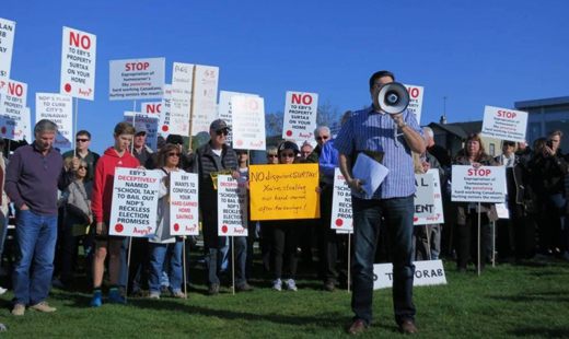 Rally at Vancouver's Trimble Park opposing the BC NDP government's school surtax