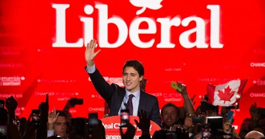 Justin Trudeau wins the 2015 Canadian federal election