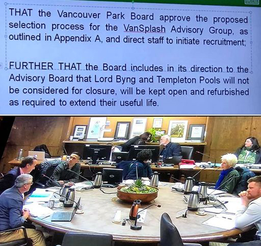 VanSplash Advisory Committee, amendment to preserve Lord Byng and Templeton pools