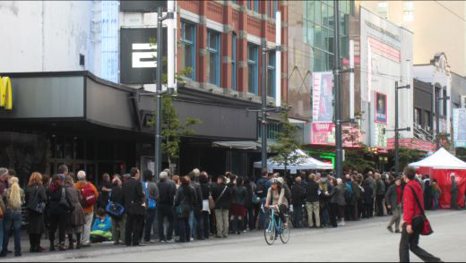 A line-up outside the Granville 7 cinema, home to the 2012 Vancouver International Film Festival