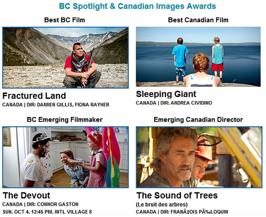 2015 Vancouver International Film Festival Canadian Images and BC award winners