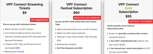 The 2020, 39th annual Vancouver International Film Festival, tickets and subscriptions
